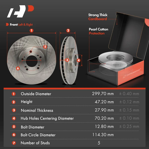 Disc Brake Rotors and Ceramic Pads Kit, 6 Pcs, Front Driver & Passenger, A-Premium, APBRPR1456