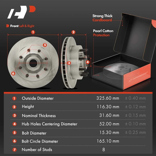 Disc Brake Rotors and Ceramic Pads Kit, 6 Pcs, Front Driver & Passenger, A-Premium, APBRPR1437