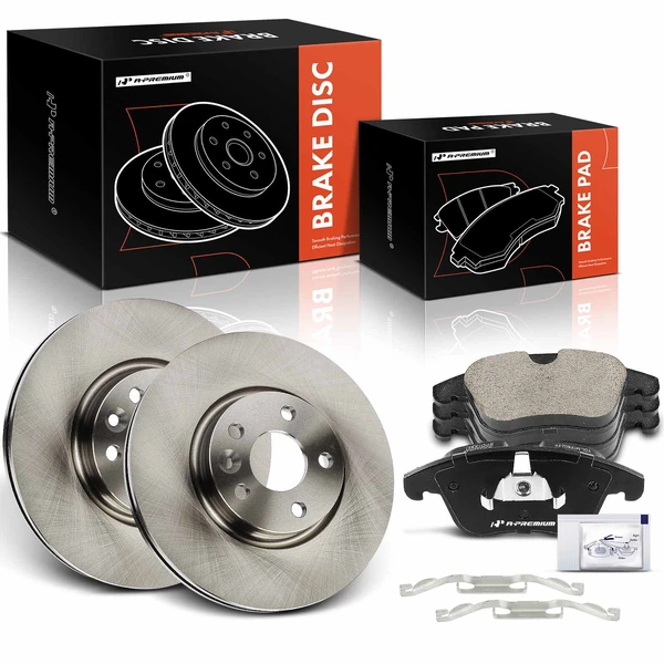 2008-2016 Volvo XC70 Disc Brake Rotors and Ceramic Pads Kit, 6 Pcs, Front Driver & Passenger, A-Premium, APBRPR1438