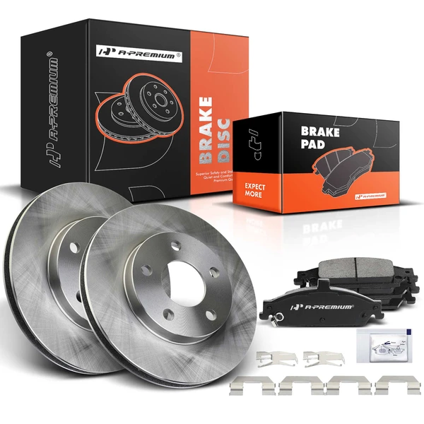1997-1999 Oldsmobile Cutlass Disc Brake Rotors and Ceramic Pads Kit, 6 Pcs, Front Driver & Passenger, A-Premium, APBRPR389