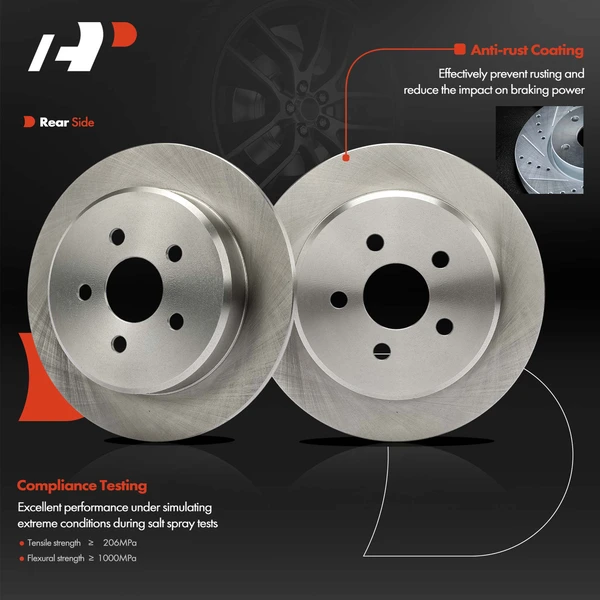 Disc Brake Rotors and Ceramic Pads Kit, 6 Pcs, Rear Driver & Passenger, A-Premium, APBRPR1439