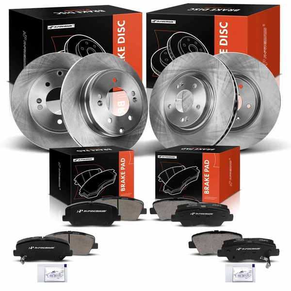 2014-2015 Kia Optima Disc Brake Rotors and Ceramic Pads Kit, 12 Pcs, Front & Rear, A-Premium, APBRPR494
