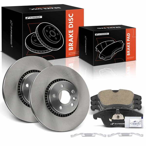 2016 Volvo S80 Disc Brake Rotors and Ceramic Pads Kit, 6 Pcs, Front Driver & Passenger, A-Premium, APBRPR1441