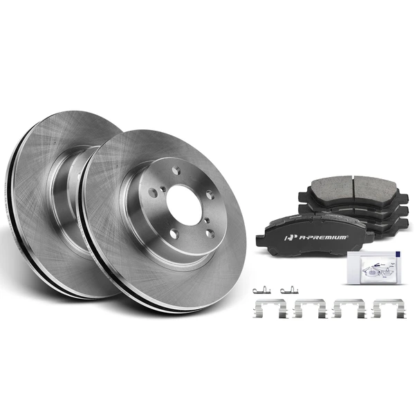 1997-2000 Subaru Legacy Disc Brake Rotors and Ceramic Pads Kit, 6 Pcs, Front Driver & Passenger, A-Premium, APBRPR013