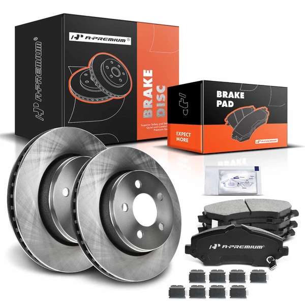 2008-2012 Jeep Liberty Disc Brake Rotors and Ceramic Pads Kit, 6 Pcs, Front Driver & Passenger, A-Premium, APBRPR015