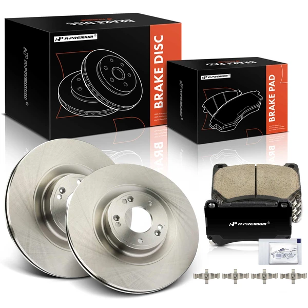 2011 Hyundai Equus Disc Brake Rotors and Ceramic Pads Kit, 6 Pcs, Front Driver & Passenger, A-Premium, APBRPR1443