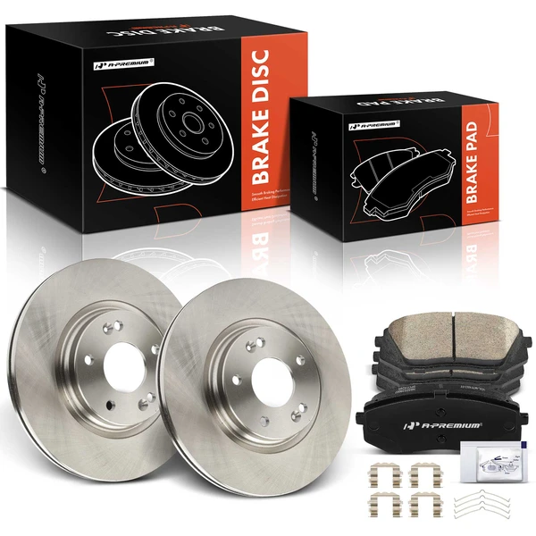 2016-2020 Kia Optima Disc Brake Rotors and Ceramic Pads Kit, 6 Pcs, Front Driver & Passenger, A-Premium, APBRPR1460
