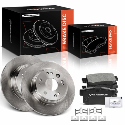 6 Pcs Rear Disc Brake Rotors & Ceramic Brake Pads
