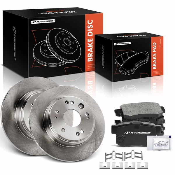 2002-2004 Acura RL Disc Brake Rotors and Ceramic Pads Kit, 6 Pcs, Rear Driver & Passenger, A-Premium, APBRPR1461