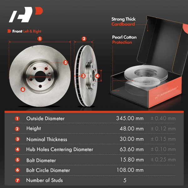 Disc Brake Rotors and Ceramic Pads Kit, 6 Pcs, Front Driver & Passenger, A-Premium, APBRPR1463