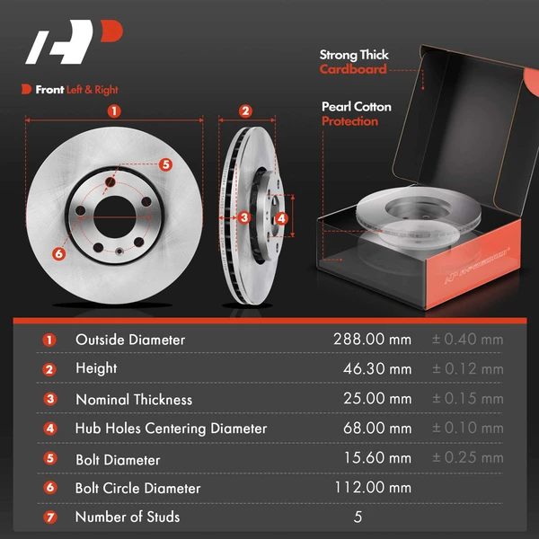 Disc Brake Rotors and Ceramic Pads Kit, 6 Pcs, Front Driver & Passenger, A-Premium, APBRPR495