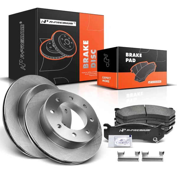 Disc Brake Rotors and Ceramic Pads Kit, 6 Pcs, Rear Driver & Passenger, A-Premium, APBRPR150