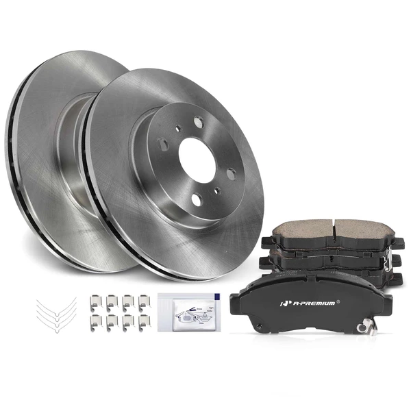 1993-1997 Geo Prizm Disc Brake Rotors and Ceramic Pads Kit, 6 Pcs, Front Driver & Passenger, A-Premium, APBRPR834