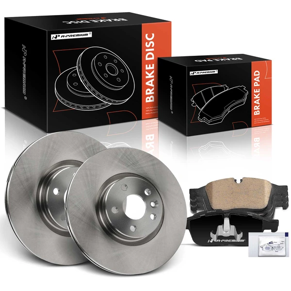 2016-2017 Volvo XC60 Disc Brake Rotors and Ceramic Pads Kit, 6 Pcs, Front Driver & Passenger, A-Premium, APBRPR1464