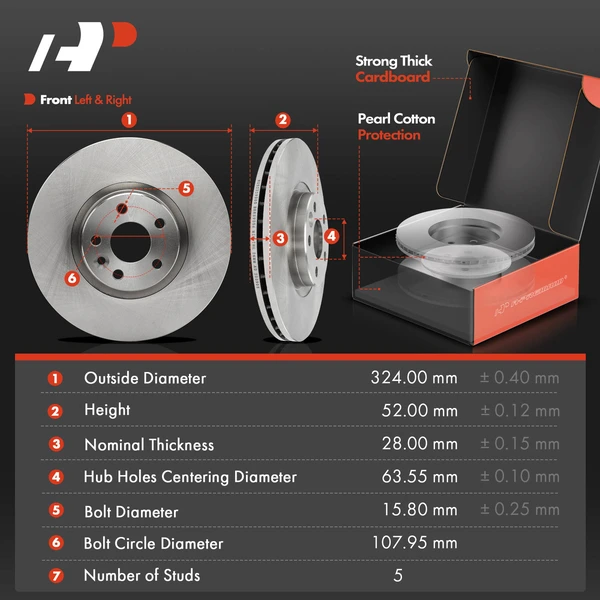 Disc Brake Rotors and Ceramic Pads Kit, 6 Pcs, Front Driver & Passenger, A-Premium, APBRPR1464
