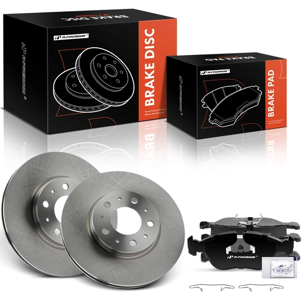 1998-2004 Volvo C70 Disc Brake Rotors and Ceramic Pads Kit, 6 Pcs, Front Driver & Passenger, A-Premium, APBRPR1710