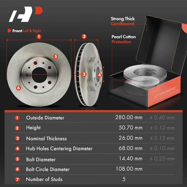 Disc Brake Rotors and Ceramic Pads Kit, 6 Pcs, Front Driver & Passenger, A-Premium, APBRPR1710