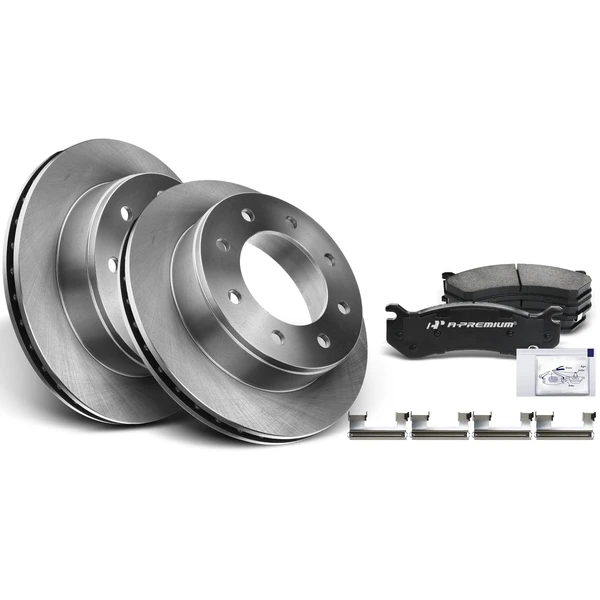 Disc Brake Rotors and Ceramic Pads Kit, 6 Pcs, Rear Driver & Passenger, A-Premium, APBRPR325