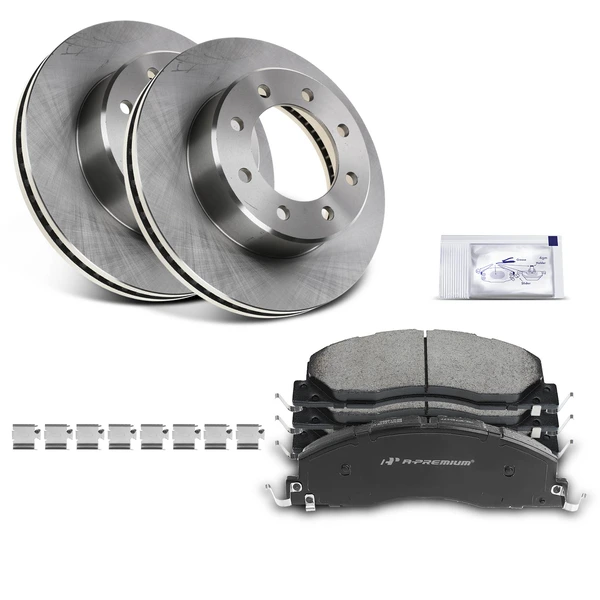 2009-2010 Dodge Ram 2500 Disc Brake Rotors and Ceramic Pads Kit, 6 Pcs, Front Driver & Passenger, A-Premium, APBRPR152