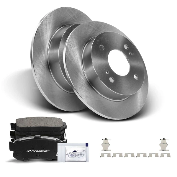 Disc Brake Rotors and Ceramic Pads Kit, 6 Pcs, Rear Driver & Passenger, A-Premium, APBRPR836