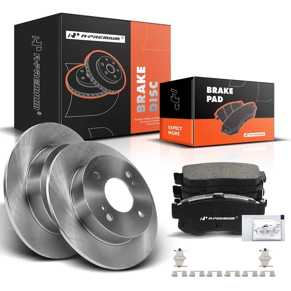 1991-1996 1999-2001 INFINITI G20 Disc Brake Rotors and Ceramic Pads Kit, 6 Pcs, Rear Driver & Passenger, A-Premium, APBRPR836