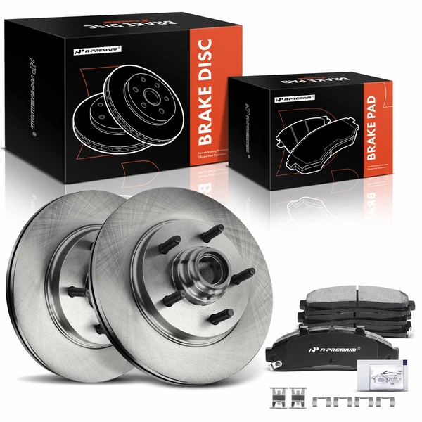 1998-2000 Mazda B4000 Disc Brake Rotors and Ceramic Pads Kit, 6 Pcs, Front Driver & Passenger, A-Premium, APBRPR1739