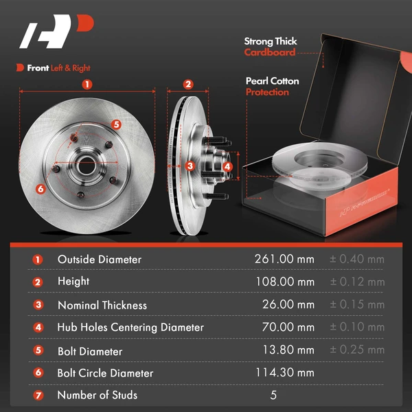 Disc Brake Rotors and Ceramic Pads Kit, 6 Pcs, Front Driver & Passenger, A-Premium, APBRPR1739