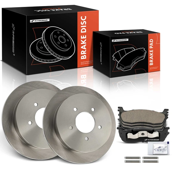 1998-2000 Lincoln Navigator Disc Brake Rotors and Ceramic Pads Kit, 6 Pcs, Rear Driver & Passenger, A-Premium, APBRPR1465