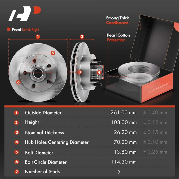 Disc Brake Rotors and Ceramic Pads Kit, 6 Pcs, Front Driver & Passenger, A-Premium, APBRPR1740