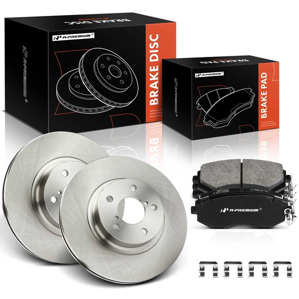 2011-2016 Subaru Impreza Disc Brake Rotors and Ceramic Pads Kit, 6 Pcs, Front Driver & Passenger, A-Premium, APBRPR1778
