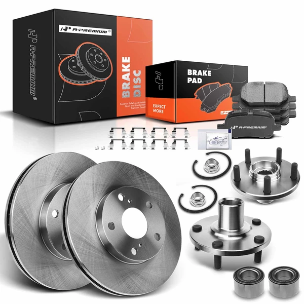 Disc Brake Rotors and Ceramic Pads Kit with Calipers, 8 Pcs, Front Driver & Passenger, A-Premium, APBRPR626