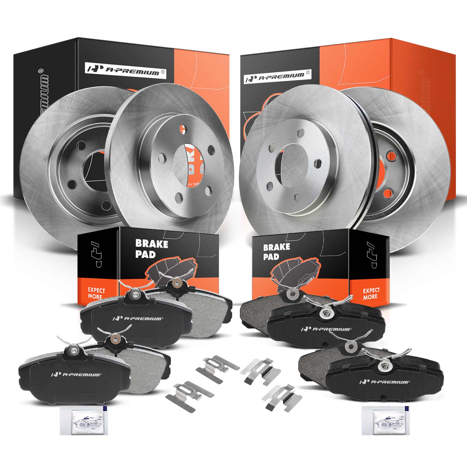 1994-2000 Ford Taurus Disc Brake Rotors and Ceramic Pads Kit, 12 Pcs, Front & Rear, A-Premium, APBRPR322