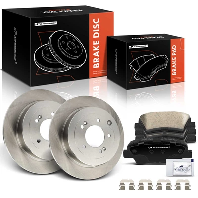 6 Pcs Rear Disc Brake Rotors & Ceramic Brake Pads