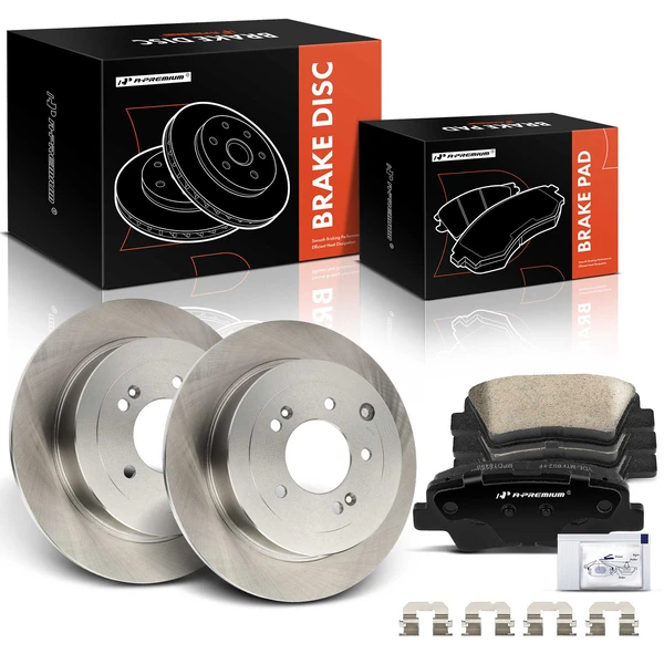 2016-2021 Hyundai Tucson Disc Brake Rotors and Ceramic Pads Kit, 6 Pcs, Rear Driver & Passenger, A-Premium, APBRPR1457