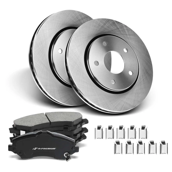 2008-2016 Chrysler Town & Country Disc Brake Rotors and Ceramic Pads Kit, 6 Pcs, Front Driver & Passenger, A-Premium, APBRPR393