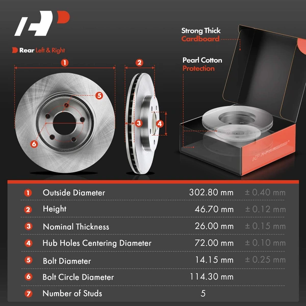 Disc Brake Rotors and Ceramic Pads Kit, 6 Pcs, Front Driver & Passenger, A-Premium, APBRPR393