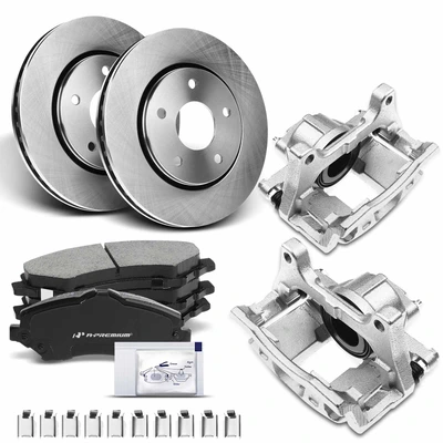 8 Pcs Front Disc Brake Rotor & Brake Pad + Brake Caliper