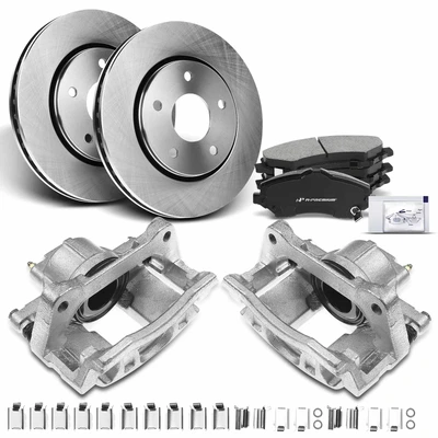 8 Pcs Front Disc Brake Rotor & Pad + Brake Caliper