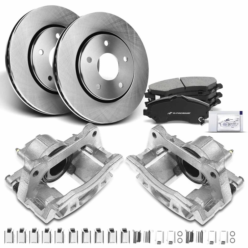 Brake Rotor + Brake Pad + Brake Caliper, Set of 8, Front Driver & Passenger, A-Premium APBRPR658