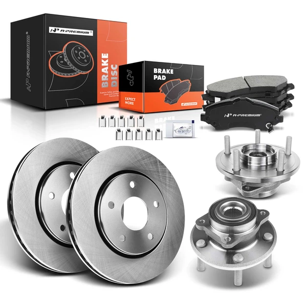 Disc Brake Rotors and Ceramic Pads Kit with Calipers, 8 Pcs, Front Driver & Passenger, A-Premium, APBRPR627