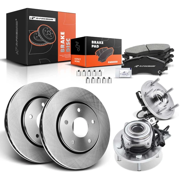 Disc Brake Rotors and Ceramic Pads Kit with Calipers, 8 Pcs, Front Driver & Passenger, A-Premium, APBRPR753