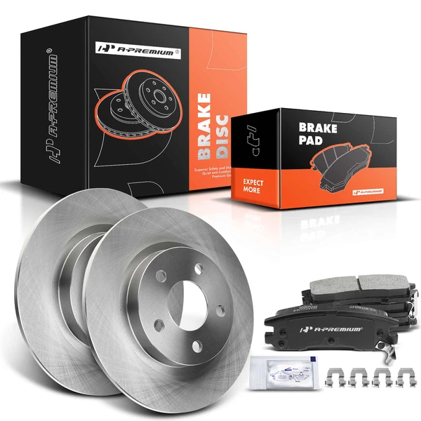 2004-2005 Pontiac Bonneville Disc Brake Rotors and Ceramic Pads Kit, 6 Pcs, Rear Driver & Passenger, A-Premium, APBRPR149
