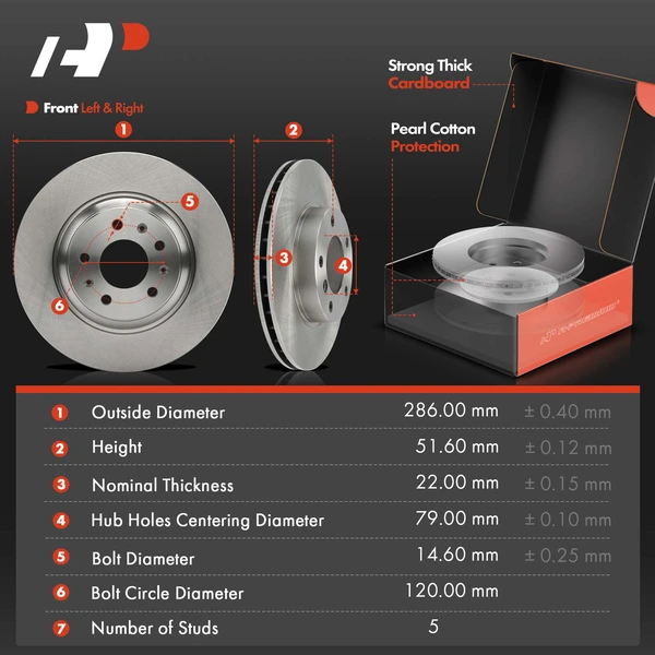 Disc Brake Rotors and Ceramic Pads Kit, 6 Pcs, Front Driver & Passenger, A-Premium, APBRPR1711