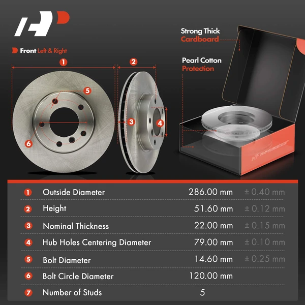 Disc Brake Rotors and Ceramic Pads Kit, 6 Pcs, Front Driver & Passenger, A-Premium, APBRPR1832