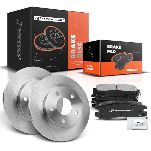 Disc Brake Rotors and Ceramic Pads Kit, 6 Pcs, Rear Driver & Passenger, A-Premium, APBRPR1295