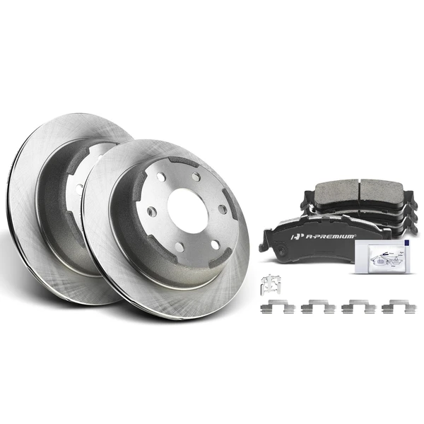 2000-2001 GMC Yukon Disc Brake Rotors and Ceramic Pads Kit, 6 Pcs, Rear Driver & Passenger, A-Premium, APBRPR018