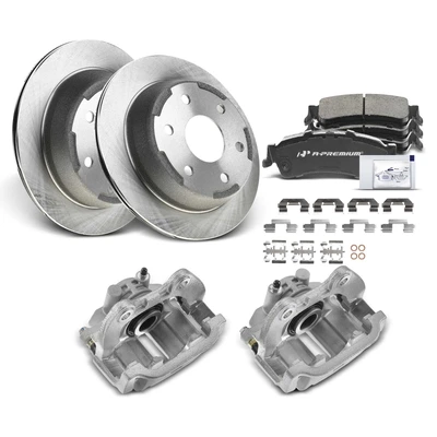 8 Pcs Rear Disc Brake Rotor & Ceramic Brake Pads & Caliper