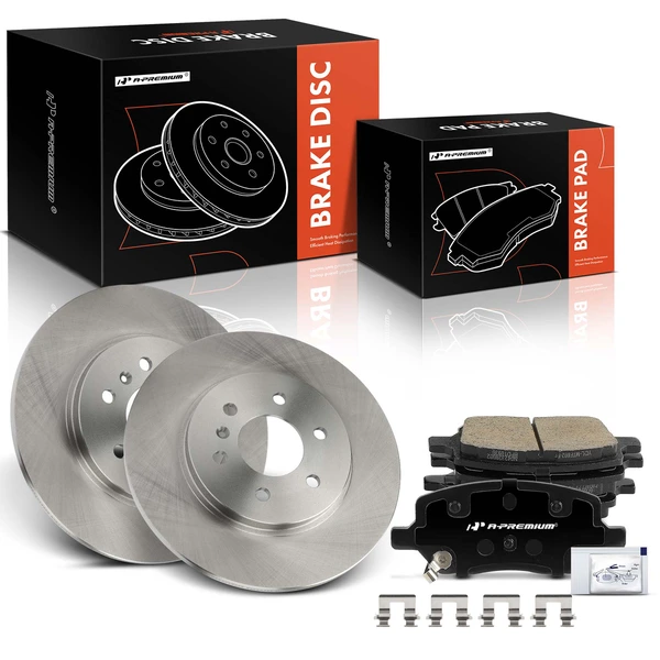 2006 Saturn Relay Disc Brake Rotors and Ceramic Pads Kit, 6 Pcs, Rear Driver & Passenger, A-Premium, APBRPR1470