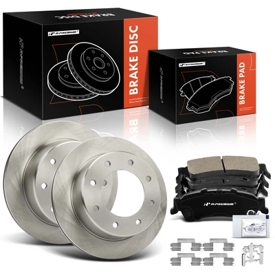 6 Pcs Rear Disc Brake Rotors & Ceramic Brake Pads