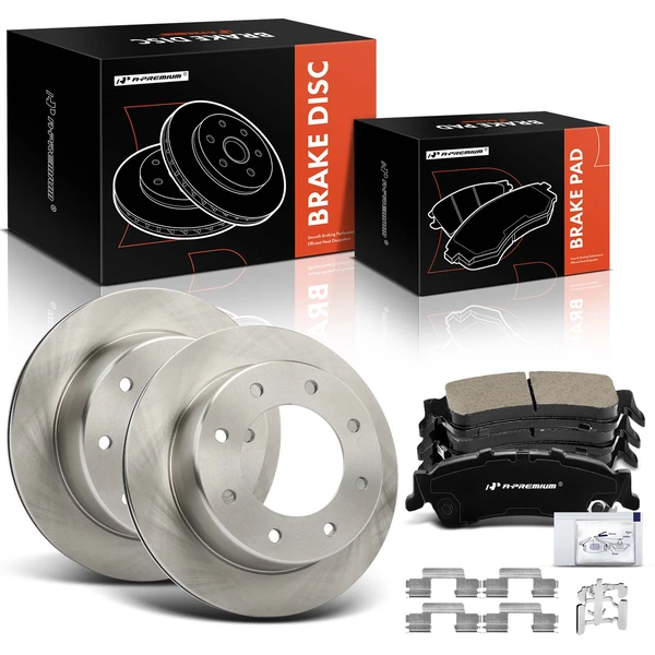 2006-2011 Cadillac DTS Disc Brake Rotors and Ceramic Pads Kit, 6 Pcs, Rear Driver & Passenger, A-Premium, APBRPR1471